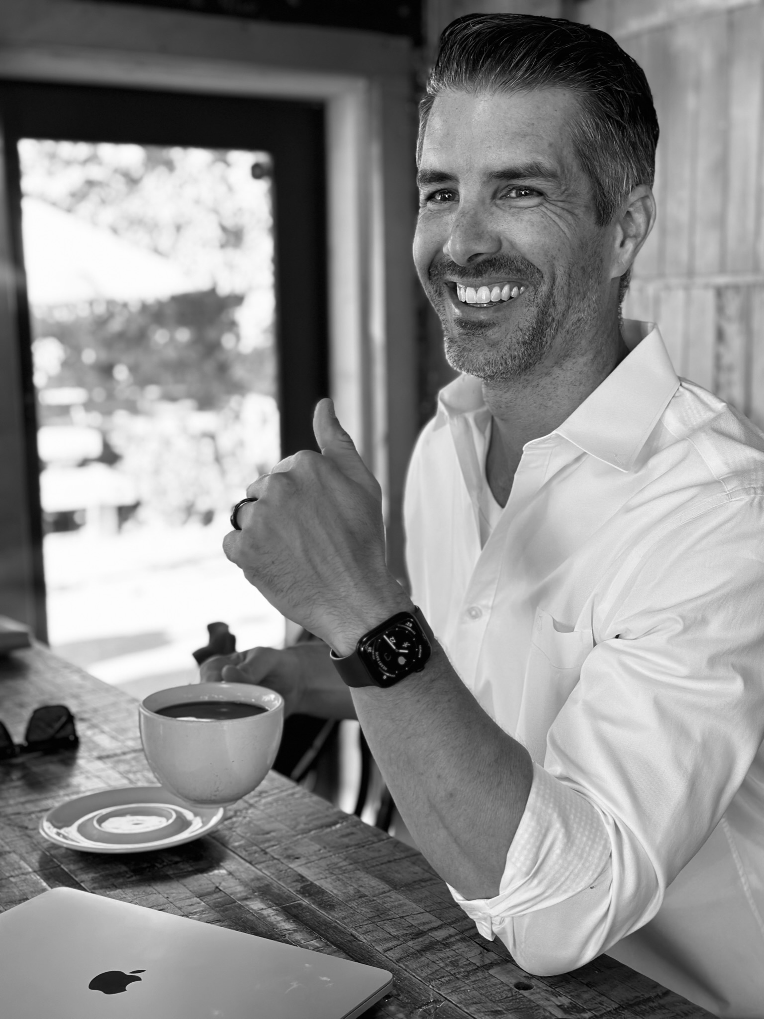 Justyn at the coffee shop